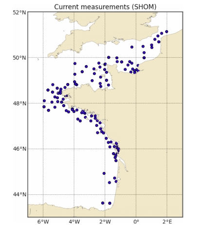 Current measurements location provided by French Hydrographic Offi ce (SHOM)