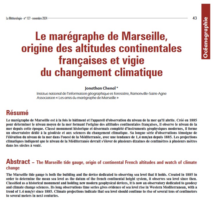 2024 Extrait couverture article J. Chenal marégraphe marseille - Revue la Météorologie