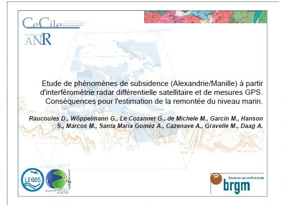 Etude du phénomène de subsidence sur la ville d'Alexandrie à partir d'interférométrie radar différentielle satellitaire et de mesures GPS.