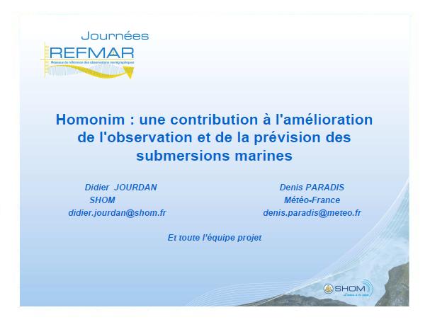 HOMONIM - une contribution à l'amélioration de l'observation et de la prévision des submersions marines