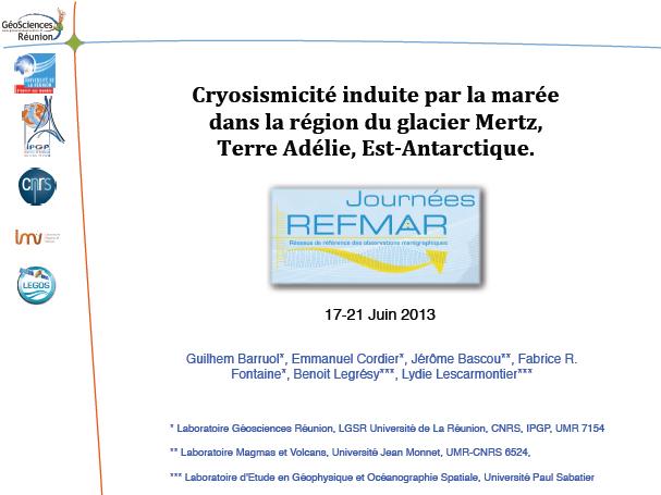 Micro-sismicité induite par la marée dans la région du glacier Mertz, Terre Adélie, Est-Antarctique