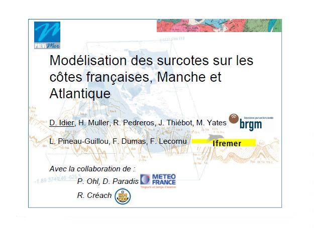 Modélisation des surcotes sur les côtes françaises, Manche et Atlantique