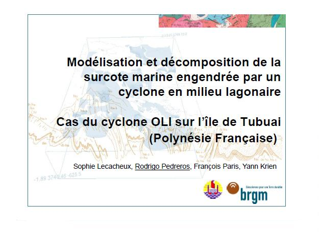 Modélisation et décomposition de la surcote marine engendrée par un cyclone en milieu lagonaire