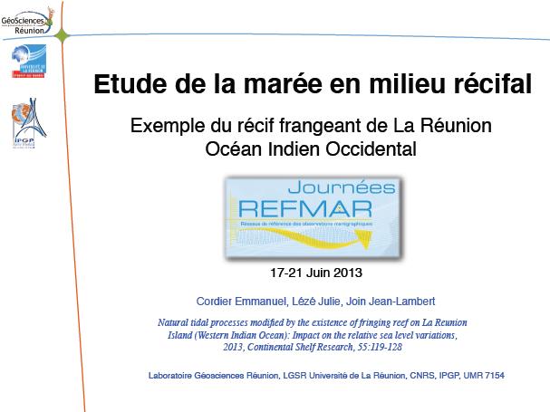 Modification de la marée en milieu récifal à La Réunion