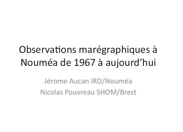 Observations du niveau de la mer dans le Pacifique Sud-Ouest