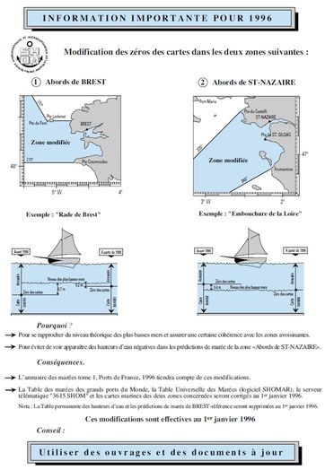 Plaquette d'information parue en 2005 pour expliquer la modification du zéro hydrograpique aux abords de Brest et aux abords de Saint-Nazaire