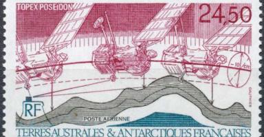 Timbre - poste aérienne TAAF - 1992.Lancement du satellite Topex Poseidon