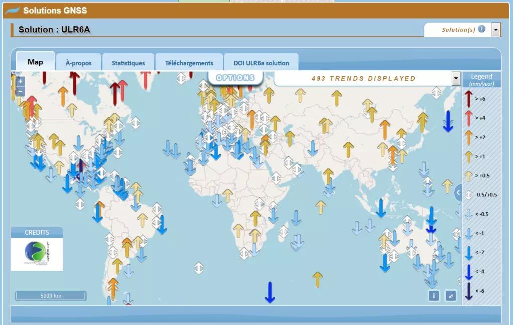 solutions gnss : carte des stations Gloss